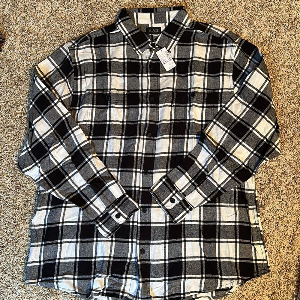 NWT- Place - Men’s Flannel Buffalo Plaid Button Down - Size XXL